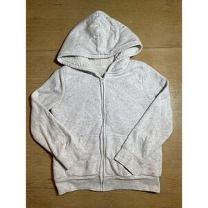 OshKosh Sherpa Lined Zip Up Hooded‎ Grey Sweatshirt Stars Pattern Girls Size 7